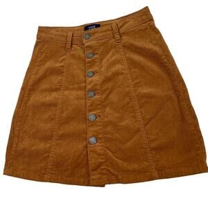 YMI Corduroy Skirt Womens Size 25 Brown A Line Short Button Up Schoolgirl Preppy